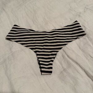 Victoria's Secret Black and White Striped Seamless Thong Panty